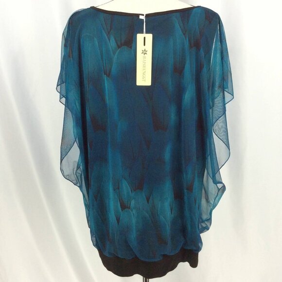 BAISHENGGT Womens Summer Tops Flutter Short Sleeve Pleated Front Mesh Teal 4XL - Picture 6 of 14
